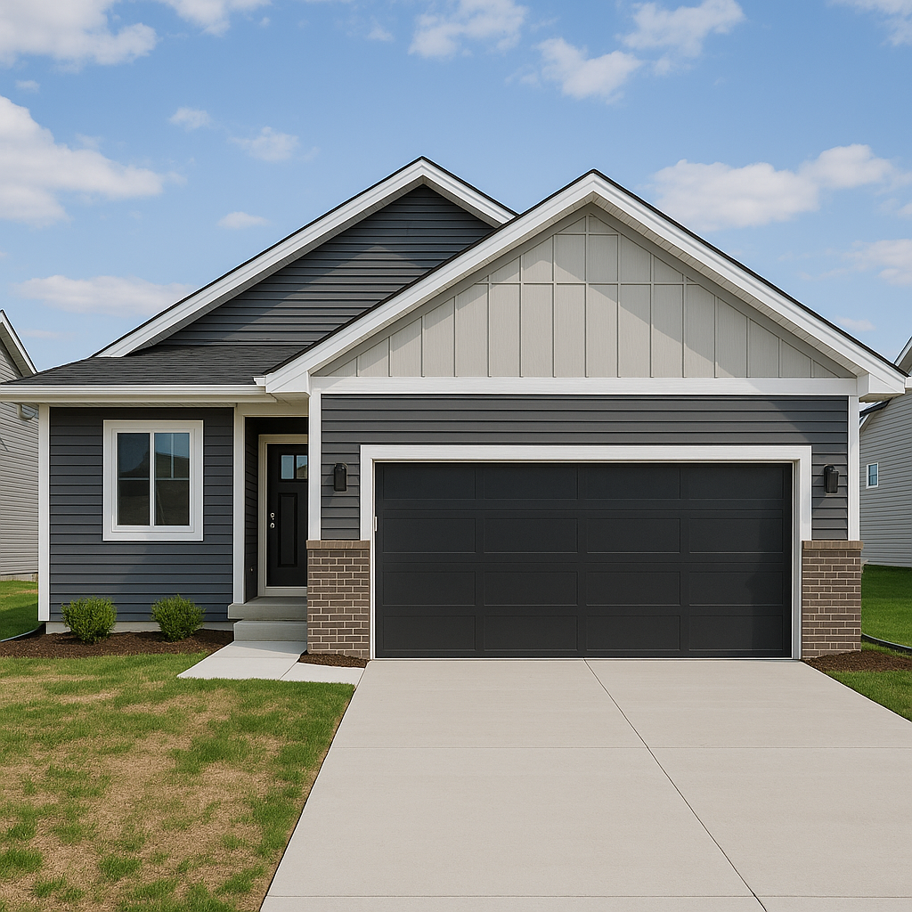 exterior of a modern starter home in des moines iowa under 400000-1